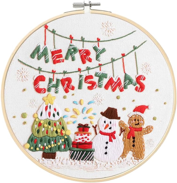 wtisan Christmas Embroidery Kits: 1 Pack Cross Stitch Kit for Beginners Adults, DIY Ornaments Craft Kit with All Tools & Instructions, Stamped Hand Embroidery Starter Kit for Holiday Crafts & Xmas Home Decor - Image 1